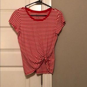 red & white striped tee